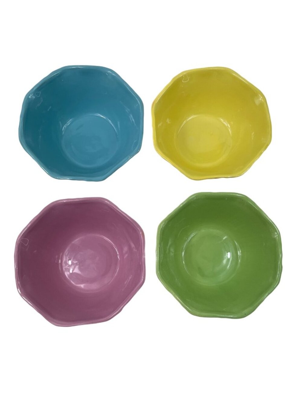 Set Of 4 Ceramic Ice Cream Bowls Waffle Cone Design Multicolor Pastel Interior